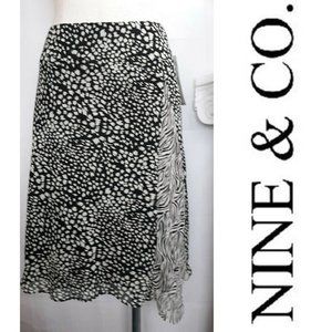 NWT Nine & Co. Skirt Black & White Animal Print Size 12P $44
